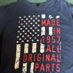 Anvil Navy Short Sleeve Tee with Red Graphic Accent Flag Patriotic XL